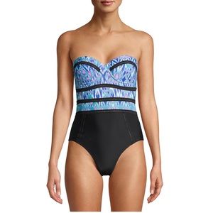 XOXO Novelty Trim One-Piece Swimsuit Molded Cups